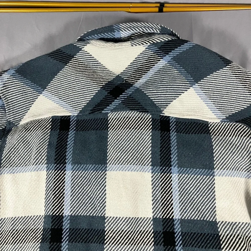 RSQ Mens Blue Black White Plaid Flannel Shirt Jacket Shacket Medium